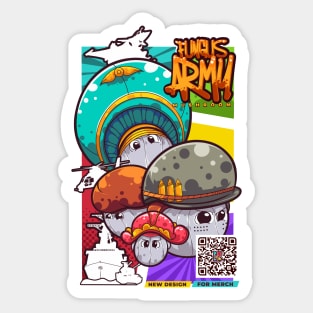 Fungus Military Cartoon Character Sticker